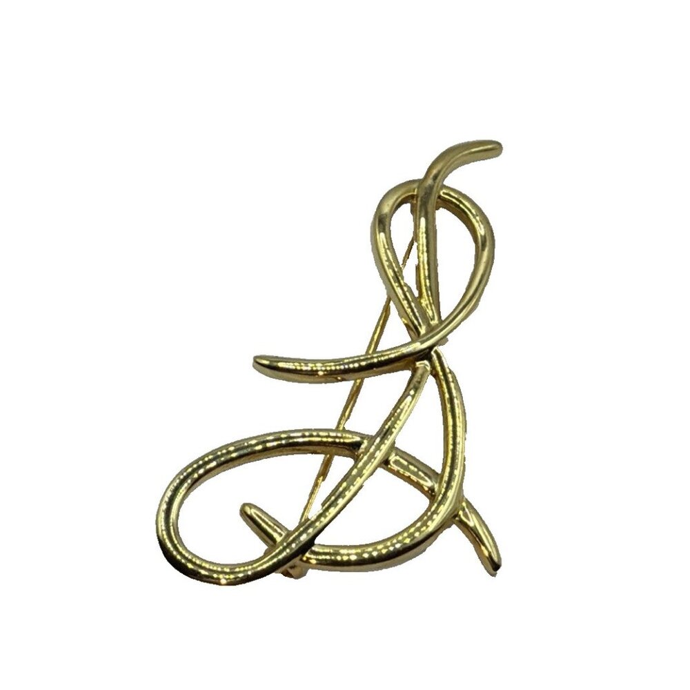 Vintage Cursive Script Initial Letter S Gold Tone… - image 1